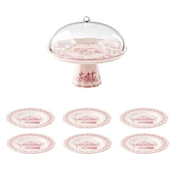 ALZATA CON CAMPANA E 6 PIATTINI DESSERT COORDINATI “JOSEPHINE”