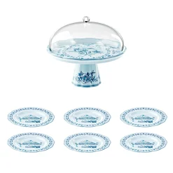 ALZATA CON CAMPANA E 6 PIATTINI DESSERT COORDINATI “JOSEPHINE”